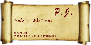 Poór János névjegykártya